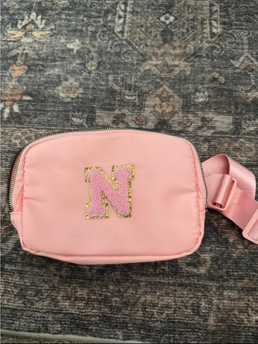 Personalized Pink women Waist Bag with Glitter 'N' Patch